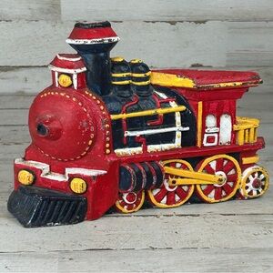 Cast Iron Steam Locomotive Train Engine Doorstop Nice Original Paint Big Arrow